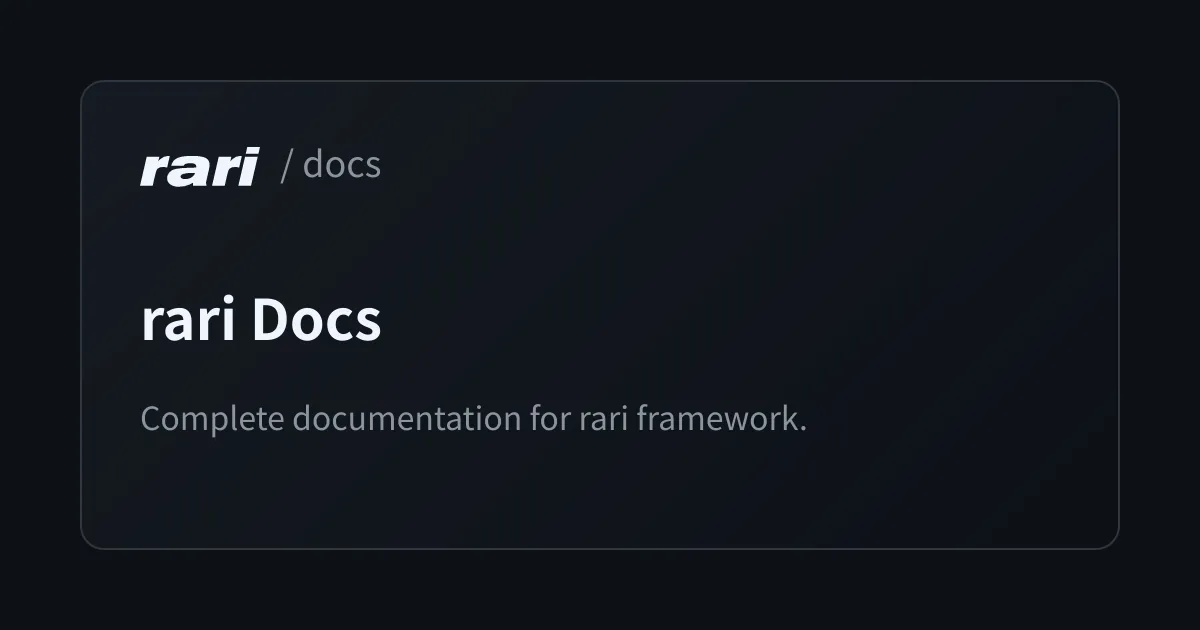 API Reference / rari Docs