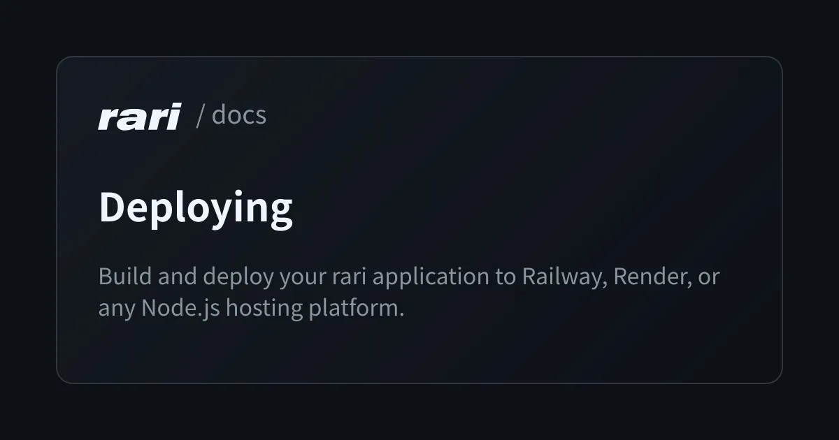 Deploying / rari Docs